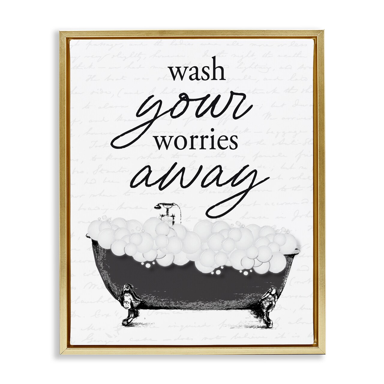 Stupell Industries Bubble Bath Wash Worries Floating Frame, design by Lettered and Lined
